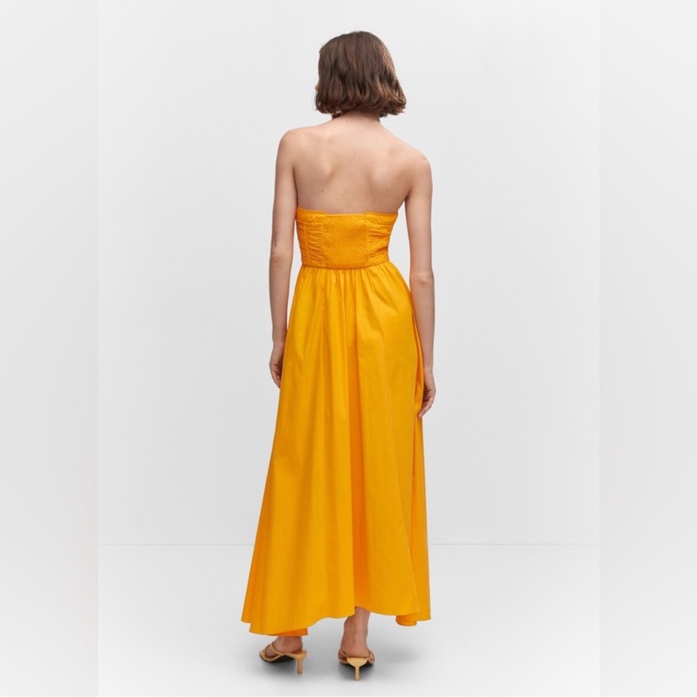 NWOT MANGO Flared Corset Dress in Neon Orange Size 4 - Picture 2 of 13